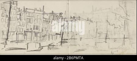 Gezicht op de Prinsengracht te Amsterdam tussen de Lauriergracht en de Rozengracht page 27 et page 28 d'un croquis avec 32 bladen. Fabricant : artiste: George Hendrik Breitner Lieu de fabrication: Amsterdam Date: 1886 - vers 1891 Caractéristiques physiques: Matière de craie noire: Craie de papier Sujet: Canaux, eau (en ville) stages en logement urbain (en général) Où: Prinsengracht Lauriergracht Rozengracht Banque D'Images