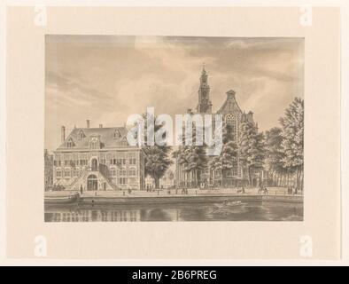 Gezicht op de Westerkerk en de Westerhal te Amsterdam vue sur le Westerkerk et le Westerhal Amsterdam, de l'autre côté du Prinsengracht. Fabricant : artiste: Août Wijnantz (signé personnellement) Lieu de fabrication: Amsterdam Date: 1835 Caractéristiques physiques: Brosse en crayon gris: Crayon papier technique: Taille de la brosse: Feuille: H 274 mm × W 384 mmOnderwerp Banque D'Images