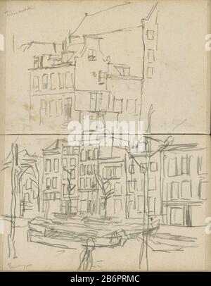 Gezicht op de Zieseniskade en een gezicht op de Prinsengracht te Amsterdam Au-Dessus d'un visage le Zieseniskade à la hauteur du Lijnbaansgracht et du Leidsekruisstraat. Sous une face sur le Prinsengracht à l'Elandsgracht. Page 25 et page 26 d'un carnet de croquis avec 46 lames fabriquées à Amsterdam et à Haarlem. Fabricant : artiste George Hendrik Breitner Lieu de fabrication: Amsterdam Date: Vers 1903 Caractéristiques physiques: Crayon matériel: Papier Sujet crayon: Stages (en général) urbains housingcanaux, eau (en ville) Où: ZieseniskadePrinsengrachtLijnbaansgrachtLeidsekruisstraatElandsgr Banque D'Images