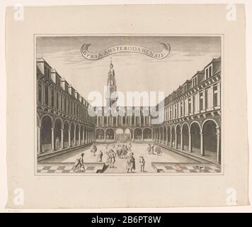 Gezicht op de binnenplaats van de Beurs van Hendrik de Keyser, 1611-1668 Byrsa Amsterdam (objet titel op) vue sur la cour de la Bourse de Hendrik de Keyser, après l'achèvement du bâtiment en 1611 et pour la rénovation de 1668. Sur la place plusieurs figures. Bande supérieure centrale A portant le titre. Fabricant : printmaker: Anonyme Date: 1611 - 1668 matériau: Technique du papier: Engrala (impression) Dimensions: Feuille: H 375 mm (découpe du bord intérieur de la plaque) × W 508 mm (découpe du bord intérieur de la plaque) Objet: Échange cours Cour Où: Exposition de Hendrik de Keyser Banque D'Images