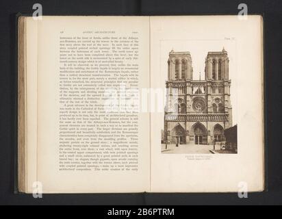 Vue sur la façade de la cathédrale notre Dame à Paris. Support de façade en 1205 (objet titre) Type de bien: Page d'impression photomécanique Numéro d'article: RP-F 2001-7-189-4 Inscriptions / marques: Numéro, recto, imprimé: 'Plaque IV.naam, verso, estampillée:' Bibliothèque nationale d'art' Fabricant: Créateur: Anonyme date: CA. 1880 - ou pour 1890 matériau: Technique du papier: Dimensions de la photogravure: Imprimer: H 149 mm × W 99 mmavant de ToeliechtPrent page 178. Objet: Parties de l'extérieur de l'église et annexes: Façade où: Notre Dame Banque D'Images