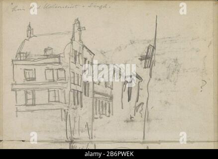 Gezicht op de hoek van de Kalverstraat en het Singel te Amsterdam Page 21 à partir d'un carnet de croquis avec 46 lames faites aux alentours d'Amsterdam, Rotterdam et Haarlem. Fabricant : artiste George Hendrik Breitner Lieu de fabrication: Amsterdam Date: Env 1902 Caractéristiques physiques: Crayon matière: Crayon papier Sujet: Rue de logement urbain où: KalverstraatSingel Banque D'Images