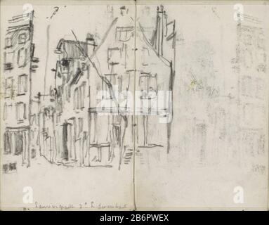 Gezicht op de hoek van de Lauriergracht en de Tweede Lauriernainstraat te Amsterdam vue sur le coin du canal Laurier et de la basse Lauriernainstraat Amsterdam Type de bien: Sketchbook feuille Numéro d'article: RP-T-1924-71-27 Inscriptions / marques: Annotation, manuscrit Lauriergracht 2ème L. nainstraat'kleurnotitie description manuscrite : page 27 et page 28 d'un croquis avec 44 bladen. Fabricant : artiste George Hendrik Breitner Lieu de fabrication: Amsterdam Date: 1917 - 1918 Caractéristiques physiques: Noir craie matériau: Papier craie Notes étude préliminaire d'une peinture dans la collection o Banque D'Images