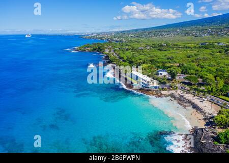 États-Unis, Hawaï, Big Island, Magic Sands Beach Park, vue aérienne Banque D'Images