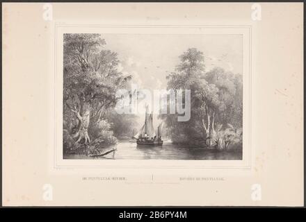 sur l'eau de voile un voilier plein d'hommes. Numéroté en haut à gauche : PL. XLIII. L'impression fait partie d'un dossier avec six bladen. Fabricant : printmaker, Paul Lauters (propriété cotée) conçu par: Charles William Meredith van de Velde (bâtiment classé) bouton: Frans Buffa en Zonen (propriété cotée) Lieu Fabrication: Printmaker: Bruxelles pour concevoir l'Indonésie Éditeur: Amsterdam Date: 1843 - 1845 Caractéristiques physiques: Lithographie sur chine colé matériel: Papier chine collé technique: Lithographie (technique) Dimensions: Feuille: H 340 mm × W 510 mm Objet: Bateau à voile, bateau à voile qui : Pontiana Banque D'Images