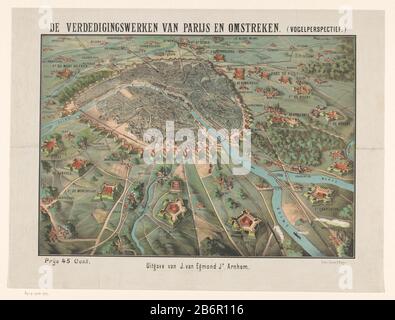 Gezicht op de vestingwerken van Parijs en de omliggende vestingen de verdedigingswerken van Parijs en omstreken (vogelperspectief) (objet op titel) vue des fortifications de Paris et des défenses de revenus de la forteresse de Paris et de ses environs. (Oeil d'oiseau) (objet titre) Type d'objet: Photo carte postale Numéro d'article: RP-P-2018-892 Inscriptions / marques: Marque du collectionneur, verso, estampillé: Lugt 2228 Fabricant: Printmaker: Emrik & Binger (bâtiment classé) éditeur: J. van Egmond jr . (Propriété cotée) Lieu de fabrication: Printmaker: Haarlem Editeur: Arnhem Date: 1870 matériau: Pape Banque D'Images