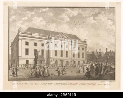 Gezicht op de voorkant van de nieuwe Amsterdam Schouwburg op het Leidseplein, 1774 Afbeelding van den Nieuwen Amsterdam damschen Schouwburg, van vooren (objet op titel) vue du 15 septembre 1774 sur le théâtre d'Amsterdam sur la Leidseplein. Le Théâtre municipal a été construit en 1772 théâtre brûlé pour remplacer le Keizersgracht et brûlé en 1890 lui-même af. Fabricant : printmaker, Noah van der Meer (II) (bâtiment classé) dans son dessin: Noah van der Meer (II) (inscrit sur l'objet), éditeur: Gerrit Warnars (indiqué sur l'objet) éditeur: Peter den Hengst (indiqué sur l'objet) Plac Banque D'Images