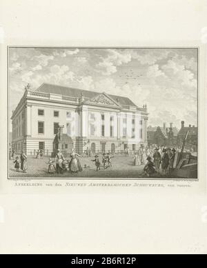 Gezicht op de voorkant van de nieuwe Amsterdam Schouwburg op het Leidseplein, 1774 Afbeelding van den Nieuwen Amsterdam damschen Schouwburg, van vooren (objet op titel) vue du 15 septembre 1774 sur le théâtre d'Amsterdam sur la Leidseplein. Le Théâtre municipal a été construit en 1772 théâtre brûlé pour remplacer le Keizersgracht et brûlé en 1890 lui-même af. Fabricant : printmaker, Noah van der Meer (II) (bâtiment classé) dans son dessin: Noah van der Meer (II) (inscrit sur l'objet), éditeur: Gerrit Warnars (indiqué sur l'objet) éditeur: Peter den Hengst (indiqué sur l'objet) Plac Banque D'Images