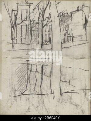 Gezicht op een gracht à Amsterdam, mogelijk de Reguliersgracht page 27 et page 28 d'un croquis 31 bladen. Fabricant : artiste George Hendrik Breitner Place Fabrication: Amsterdam Date: 1895 - 1898 Caractéristiques physiques: Craie noire matière: Craie en papier Sujet: Canaux, eau (en ville) architecture civique; édifices; dwellingstrees Banque D'Images