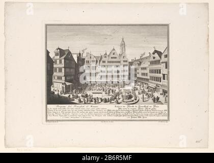 Vue sur le marché de Franfurt am Main. Numéro supérieur droit 8. Fabricant : printmaker: Georg Daniel Heumann (propriété listée) à dessiner: Salomon Kleiner (bâtiment listé) Editeur: Johann Andreas Pfeffel (der Ältere) fournisseur de privilèges: Charles VI (Empereur du Saint Empire romain ) (bâtiment listé) Lieu de fabrication: Augsburg Date: 1738 matériau: Technique papier: Dimensions: Gravure: Bord de la plaque: H 273 mm × W 343 mmToelichtingPrent utilisé: Francofurtum ad Moenum Floridum (...). Augsbourg : Johann Andreas Pfeffel, 1738. Objet: Vue sur le marché en général; 'Veduta' - II - Ville idéale où: FRA Banque D'Images