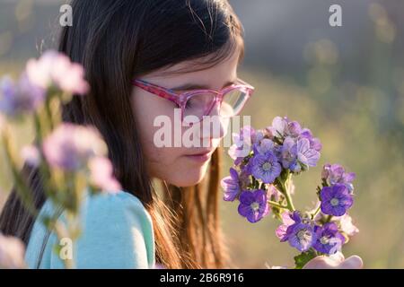 Arrêter et sentir les fleurs. Banque D'Images