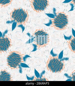 Fond de texture vectorielle fleurie déformée. Style Ikat grand format audacieux et sans couture. Décoration intérieure stylisée tendance et abstraite Illustration de Vecteur