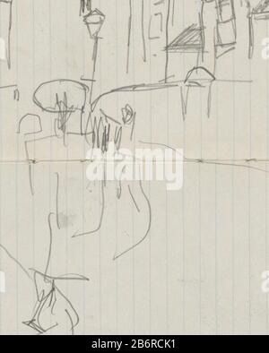 Gezicht op het Paleis van Justitie aan de Prinsengracht te Amsterdam au sommet du canal. Page 13 et page 14 d'un croquis avec 38 bladen. Fabricant : artiste George Hendrik Breitner Lieu de fabrication: Amsterdam Date: 1893 Caractéristiques physiques: Crayon sur papier doublé: Papier doublé Sujet crayon: Canaux, eau (en ville) bâtiment de cour où: Palais de Justice Prinsengracht Banque D'Images