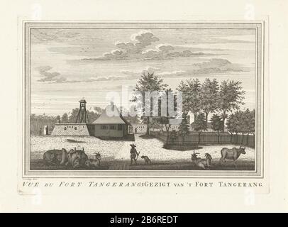 Gezicht op het fort te Tangerang vue du fort Tangerang Gezigt van 't fort Tangerang (objet titel op) vue du fort à Tangerang, avec en premier plan un homme avec chien et vaches et chèvres. Le fort est doté de murs en pierre et d''un klokkentoren. Fabricant : supervision: Jacob van der Schley (bâtiment classé) Editeur: Pieter de Hondt Lieu de fabrication: Supervision: Amsterdam Éditeur: La Haye Date: 1747 - 1779 Caractéristiques physiques: Gravure et engrama matériel: Technique du papier: Gravure / engrama (processus d'impression) mesures: Bord: H 208 mm × W 293 mmToelichtingatie in: Bois, JPJ du : Banque D'Images