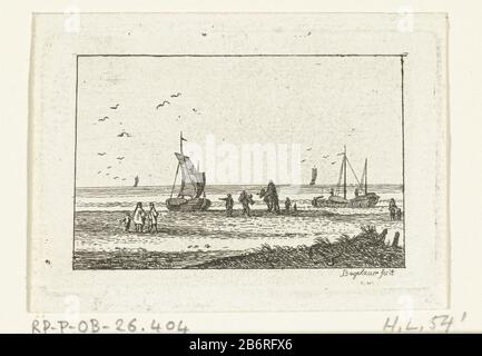 Gezicht op het strand met twee boten en een ruiter vue de la plage avec deux bateaux et un cavalier type d'objet: Photo Numéro d'article: RP-P-OB-26.4Catalogusreferentie: Hippert & Linnig 54-1 (2) Manufacture Créateur: Printmaker Ernst Willem Jan Bagelaar (bâtiment classé) lieu de fabrication: Pays-Bas Date: 1798 - 1837 Caractéristiques physiques: Matériau de gravure: Technique du papier: Dimensions de gravure: Bord de la plaque: H 52 mm × 78 b mm Objet: Mer (mer) Banque D'Images