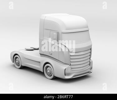 Rendu d'argile de conception générique camion électrique lourd. Image de rendu 3D. Banque D'Images