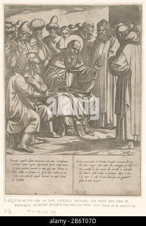 H Antonius voorspelt zijn eigen dood Het leven van de heilige Antonius de Grote (serietitel) à l'âge de 105 ans, St. Anthony prédit sa propre mort à ses frères. Texte italien et latin dans deux colonnes de l'ondermarge. Fabricant : printmaker Antonio Tempesta à la fresque: Niccolò Circignaninaar peinture de Giovanni Battista Lombardelliuitgever: Giovanni Orlandiverlener de privilège inconnu dédié à: Cinzio Passeri Aldobrandiniopgedragen par Antonio Tempesta Place fabrication: Printmaker Italie à peindre de Rome à la fresque de Rome Éditeur: Rome Dédié à l'Italie 15 Banque D'Images