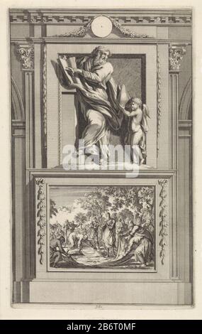 H Cyprianus van Carthago le Saint Cyprianus de Carthage indique un ange avec un miter dans les mains sur un passage dans un livre. Cyprian se tient sur un piédestal Où: À l'avant de son image de beheading est gebracht. Fabricant : printmaker Jan Luyken Print auteur: Zacharias Chatelain (II) au dessin: Jan Goeree lieu de fabrication: Amsterdam Date: 1698 Caractéristiques physiques: Gravure et engrafage; matériau d'épreuvage: Technique du papier: Gravure / engrafda (procédé d'impression) Dimensions: Bord de la plaque: H 276 mm × W 171 mmToelichtProefdruk illustration: Cave, William. Antiquités Apostolique, ou vie (...) de l'heylige A. Banque D'Images