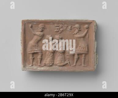 Haardsteen met voorstelling van de beide ouderlingen uit de geschiedenis van Suzanna, die porte twee soldaten worden gesenigd Haardsteen met voorstelling van de beide ouderlingen uit de geschiedenis van Suzanna, die porte twee soldaten worden gestenigd. Op de achtergrond een mand met stenen en en een boom. Fabricant : vervaardiger: AnoniemPlaats fabrication: Nederland Dating: CA. 1875 - env. 1900 kenmerken physique: Aardewerk matériel: Aardewerk Techniek: Bakken / stempelen Dimensions: H 10 cm. × b 14,5 cm. × d 1,2 cm. Banque D'Images