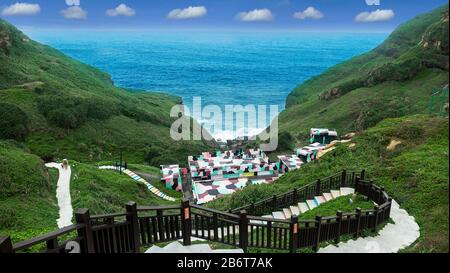 Belle côte du camp de Tingtao à Bitoujiao, Taiwan Banque D'Images