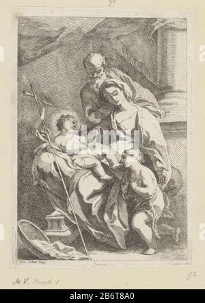 Heilige Familie met de jonge Johannes de Doper La Sainte famille est une draperie et une base pilier. Au premier plan, pétrir le jeune Jean Baptiste et embrasser les pieds de la Christusskind. Fabricant : printmaker Carlo Innocenzo Carlonenaar conception propre: Carlo Innocenzo Carlonone (propriété cotée) Lieu de fabrication: Italie Date: 1696 - 1775 Caractéristiques physiques: Matière de gravure: Technique du papier : dimensions de gravure: Bord de la plaque: H 213 mm × W 150 mm Objet: Famille Sainte avec Jean-Baptiste (enfant) Banque D'Images