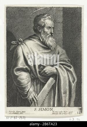 Heilige Simon Zelotes a rencontré zaag S Simon (objet titel op) Christus, Paulus en twaalf appostelen (servietitel) Saint Simon le Zealot avec zaagS. Simon (titre objet) Christ, Paul et douze apôtres (titre de la série) Type de bien: Imprimer Numéro de série: 12 / 14Objectnummer: RP-P-BI 2521Catalogusreferentie: Holllstein Dutch 1611LeBlanc 82 Inscriptions / marques: Marque de collectionneur, verso Lower left, estampillé: Lugt 240 Fabricant : printmaker : Schelte Adamsz. Bolswert (propriété listée) à la peinture de Gerard Seghers (bâtiment listed) Éditeur: Martinus van den Enden (propriété listed) fournisseur de privilège Banque D'Images