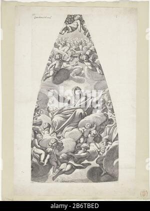 Hemelvaart van Maria Hemelvaart van Maria (serietitel) Marie portée par des anges au ciel. Engelen tient une couronne au-dessus de son hoofd. Fabricant : Print maker: Carlo Cesio (indiqué sur l'objet) à dessin de: Carlo Cesio (indiqué sur l'objet) à la peinture de: Giovanni Lanfranco (indiqué sur l'objet) Lieu de fabrication: Print maker: Italie À dessin de: Italie à la fresque de Rome Date: 1636 - 1686 Caractéristiques physiques: Matière de gravure: Papier: Technique dimensions de gravure: Bord de la plaque: H 550 mm × W 285 mmToelichtPrent série de huit reproductions des fresques de Giovanni Lanfranco dans le dôme de San Andre Banque D'Images