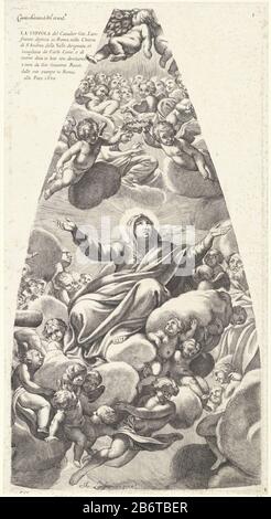 Hemelvaart van Maria Hemelvaart van Maria (servietitel) Marie portée par des anges au ciel . Engelen tient une couronne au-dessus de son hoofd. Fabricant : Print Maker: Carlo Cesio (indiqué sur l'objet) à dessin de: Carlo Cesio (indiqué sur l'objet) à peindre de: Giovanni Lanfranco (indiqué sur l'objet) éditeur: Giovanni Giacomo de'Rossi (inscrit sur l'objet) Lieu de fabrication: Print Maker: Italie à dessin de: Italie à peinture de: Rome Éditeur: Rome Date: 1680 Caractéristiques physiques: Matériau de gravure: Technique du papier: Dimensions de gravure: Bord de la plaque: H 549 mm × W 286 mmToelichtPrent d'une série Banque D'Images