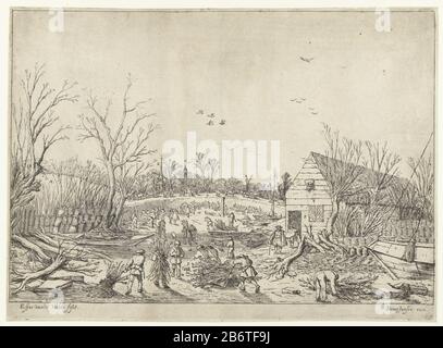 Herstelwerkzaamheden aan de doorgeBroken Lekdijk bij 't Waal travaux de réparation sur le Lekdijk brisé en 't Waal Type de bien: Photo Numéro d'article: RP-P-OB-12.870Catalogusreferentie: Holllstein Néerlandais 3-2 (5) FMH 1503 b Inscriptions / marques: Marque du collectionneur, verso gauche, estampillée : Lugt 240 opschrift, verso milieu, écrit à la main, 'J 64', 64 est rayé par la description: Le brisé par le nord de Lekdijk en 1624. Les femmes avec des ensembles de bâtons sur leur dos, passant par le lit sec de la rivière Lek. Les bateaux sont drainés. Avec des branches Lekdijk est restauré. Au loin de l'église de 't Waal et Le Do Banque D'Images