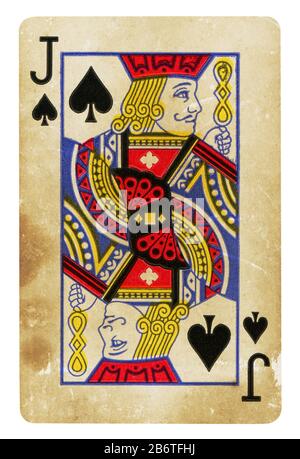 Valet de Pique Vintage playing card - isolated on white (chemin inclus) Banque D'Images