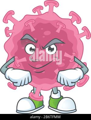 Une icône de la conception de mascotte parasite du virus corona avec un geste confiant Illustration de Vecteur