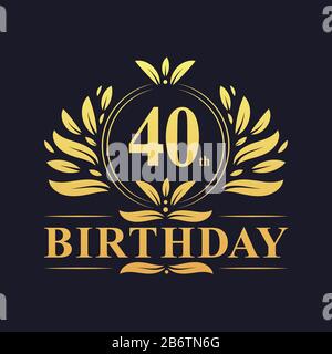 40 e anniversaire design, luxueuse couleur dorée 40 ans anniversaire célébration. Illustration de Vecteur