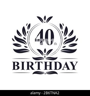 Logo anniversaire 40 ans, design d'anniversaire 40 ans de luxe. Illustration de Vecteur