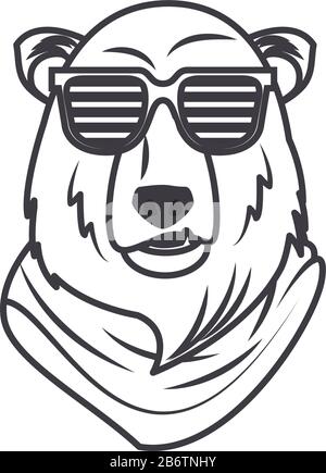 grizzly ours drôle avec lunettes de soleil style frais Illustration de Vecteur