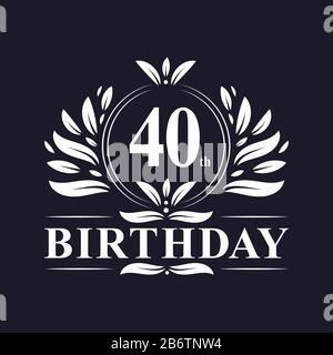 Célébration du 40ème anniversaire, logo d'anniversaire de luxe de 40 ans. Illustration de Vecteur