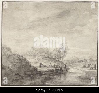 Heuvelachtig landschap met en een beek paysage Vallonné avec un type d'objet de ruisseau: Dessin Numéro d'objet: RP-T 1923-3 Fabricant : artiste: Jan Wijnants Date: 1600 - 1699 Caractéristiques physiques: Brosse en gris, noir craie matériau: Papier technique craie: Dimensions de pinceau: H 121 mm b × 138 mm Objet: paysages à basse colline avec eau, capes d'eau, assapes (dans la zone tempérée) Banque D'Images