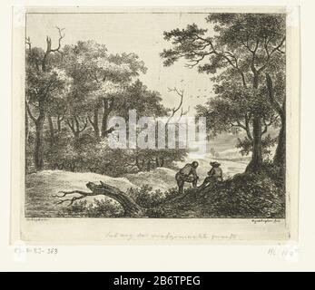 Heuvelachtig landschap met twee rustinde mannen paysage Vallonné avec deux hommes au repos type d'objet: Photo Numéro d'article: RP-P-BI 363Catalogusreferentie: Hippert & Linnig 120-2 (2) Marquages / marques: Marque de collecteur, centre inférieur inversé, gravé: Lugt 2228 Fabricant: Printmaker Ernst Willem Jan Bagelaar (sur la liste des biens): Aarnout à Hipel (propriété cotée) Lieu de fabrication: Pays-Bas Date: 1798 - 1837 Caractéristiques physiques: Gravure et matières sèches: Technique du papier: Dimensions de l'étalage / du point sec: Bord de la plaque: H 145 mm × W 167 mm Objet: Paysages dans la zone tempérée Banque D'Images