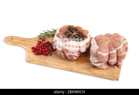 Paupiette de veau in front of white background Banque D'Images
