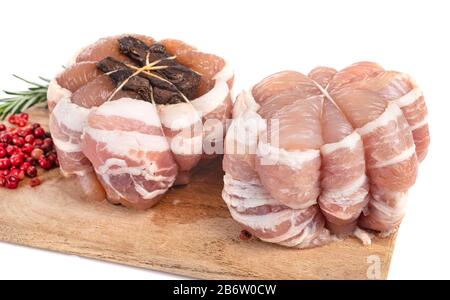 Paupiette de veau in front of white background Banque D'Images