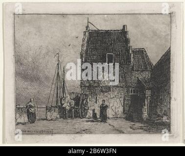 Huis aan het Water te Nijmegen Le Long de l'eau est une maison. La maison est une voiturette avec un cheval. Deux figures sont également illustrées. Sur la gauche se trouve un zeidschip. Fabricant : Print Maker: Jan Weissenbruchstraat (indiqué sur l'objet) Date: 1837 - 1880 Caractéristiques physiques: Gravure sur chine collé matériau: Papier chine collé technique: Gravure dimensions: Bord de la plaque: H 81 mm × W 105 mm Objet: Architecture civique de la rivière; edifices; DwellingsAdult femme voilier, bateau à voile (ferme) wagon, wagon de fret, chariot où Nimègue Banque D'Images