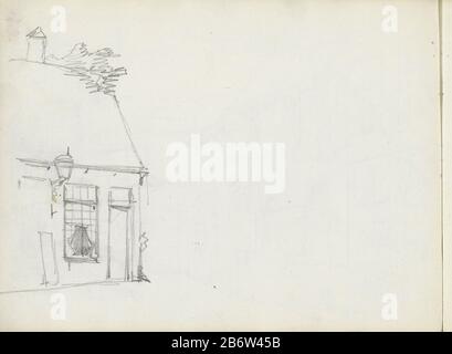 Huis House Property type: Sketchbook sheet référence: RP-T-1966-5-10 (R) Description: Sur le mur se bloque une lanterne. 10 pages recto d'un croquis avec 26 bladen. Fabricant : dessinateur: Willem Koekkoek Date: 1849 - 1895 Caractéristiques physiques: Crayon: Papier crayon Sujet cottage Banque D'Images