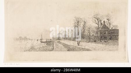 Huizen aan de Amstel Maisons le long de la rivière Amstel. Sur la route se trouve un vrouw. Fabricant : printmaker Elias Stark Lieu fabrication: New Amstel Date: Mar-1887 Caractéristiques physiques: Gravure; matériau d'épreuvage: Technique du papier: Gravure Dimensions: Bord de la plaque: H 167 mm × W 334 mm Sujet: Rivière (+ paysage avec chiffres, étalage) Où: Amstel Banque D'Images