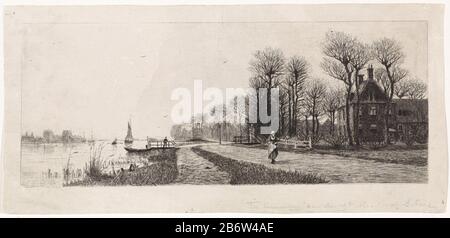 Huizen aan de Amstel Maisons le long de la rivière Amstel. Sur la route se trouve un vrouw. Fabricant : printmaker Elias Stark (signé personnellement) Lieu de fabrication: New Amstel Date: Mar-1887 Caractéristiques physiques: Gravure et aquatint matériau: Papier technique: Gravure / aquatint Dimensions: Feuille: H 152 mm × W 321 mm Sujet: Rivière (+ paysage avec chiffres, étalage) Où: Amstel Banque D'Images