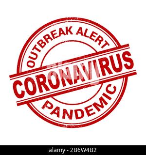 Timbre de coronavirus. Logo rouge pandémique. Alerte Covid19 de Cornavirus. Conception plate Illustration de Vecteur