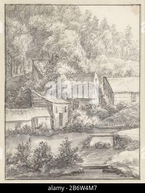 Huizen op een beboste heuvel Maisons sur une colline boisée Type de bien: Dessin Numéro d'objet: RP-T 00-301 Fabricant : artiste: Anthonie Waterloo Date: 1619 - 1690 Caractéristiques physiques: Brosse en gris, noir craie matériau: Papier craie technique: Dimensions du pinceau: H 187 mm b × 144 mm Objet: des paysages et des scènes de la ville à basse colline avec des structures humaines Banque D'Images