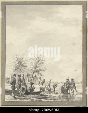 IJsvermaak op het Buiten Spaarne bij Haarlem bij de Herberg la glace sur la Spaarne extérieure à Haarlem au Inn Type de bien: Dessin Numéro d'objet: RP-T-1899-A 4327 Inscriptions / marques: Inscription: 'Gesicht Op't exploité Spare Haarlem par l'auberge / VVVVVVVVVVine 1760 Fabricant: Artiste: Vincent Jansz. Van der Vinne Date: 1760 Caractéristiques physiques: Pinceau en noir et gris, stylo en gris: Papier encre technique: Stylo / pinceau dimensions: H 242 mm × W 203 mm Sujet: Patins (sports d'hiver) noms de villes et villages (avec NOM) noms géographiques ou pays, régions, montagnes, rivières Banque D'Images