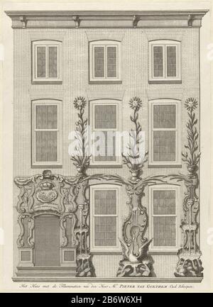 Iluminatie van het huis van P van Goether, 1751 Het Huis met de Iluminatien van den Heer M. Pieter van Goethem Oud Scheepen (objet titel op) Eclairage avec fontaines fournies sur le logement de M. Pieter van Goethem, oudschepen Vlissingen, en l'honneur de la visite du gouverneur. Partie de l'art de l'inauguration de William IV en tant qu'erfheer Flushing le 5 juin 1751. Fabricant : printmaker: Éditeur anonyme: Isaak Tirion Lieu de fabrication: Printmaker: Northern Netherlands Éditeur: Amsterdam Date: 1753 Caractéristiques physiques: Gravure et engraa matériel: Technique du papier: Gravure / engraa ( pr Banque D'Images