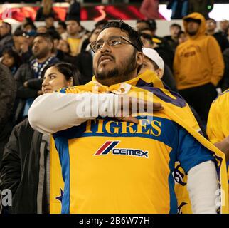 Harrison, États-Unis. 11 mars 2020. Les fans de Tigres UANL assistent à La finale de La Concacaf Champions League contre le NYCFC à Red Bull Arena, Tigres a gagné 1 - 0 (photo de Lév Radin/Pacific Press) crédit: Pacific Press Agency/Alay Live News Banque D'Images