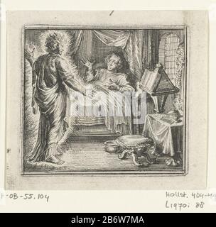 Illustration voor de Decamerone van Boccaccio Illustration pour le Decameron de Boccaccio, histoire LXX. Meucio allongé au lit et regardant l'apparence de son ami décédé Tingusso. Fabricant : printmaker: Romeyn de Hooghe à son propre design: Romeyn de Hooghe (attribuée à) Lieu de fabrication: Pays-Bas Date: 1697 Caractéristiques physiques: Matière de gravure: Technique du papier: Dimensions de gravure: Bord de la plaque: H 72 mm × b 80 pour mmTohtelicingillustratie: Contes et nouvelles le Bocace Florentin. Bibliothèque de traduction, 2 pièces, Amsterdam, George Gallet, 1697. Éditions ultérieures des mêmes illustrations fr Banque D'Images