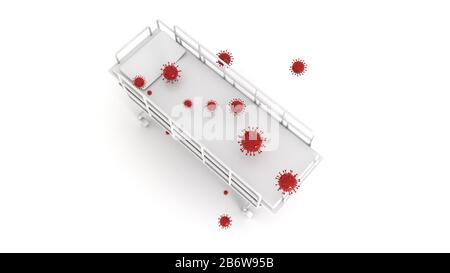 Lit d'un hôpital plein de coronavirus, rendu tridimensionnel Banque D'Images